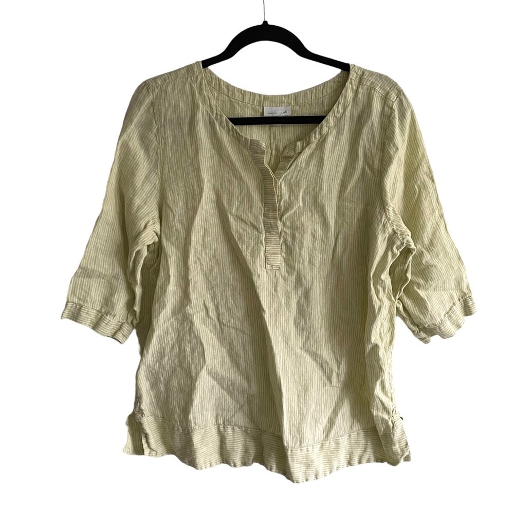 J Jill Linen Striped Tunic Shirt Blouse Large